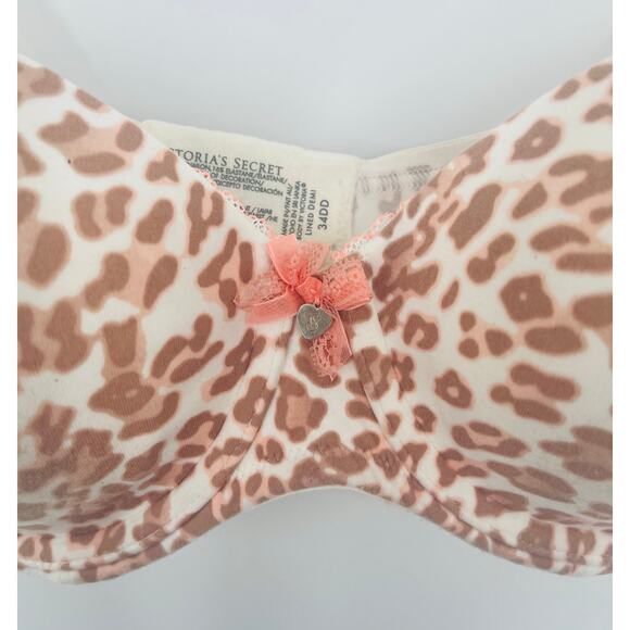 Body by VICTORIA Leopard Print Lined Demi Bra Victoria’s Secret Bra 34DD - Picture 3 of 6